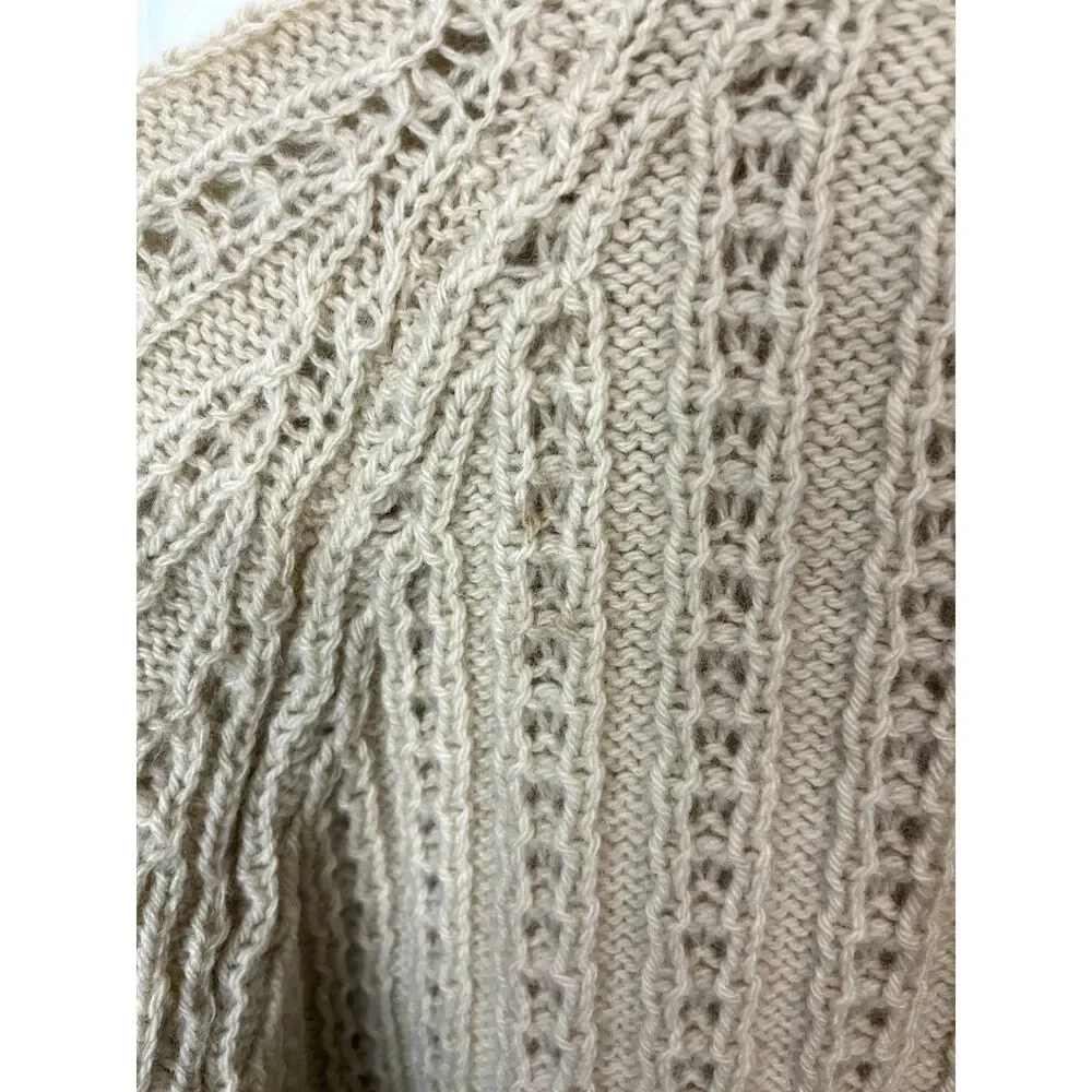 Vtg Gaeltarra Aran Cream Fisherman Cable Knit Irish Wool Sweater Size 40 (US M) - Picture 6 of 9